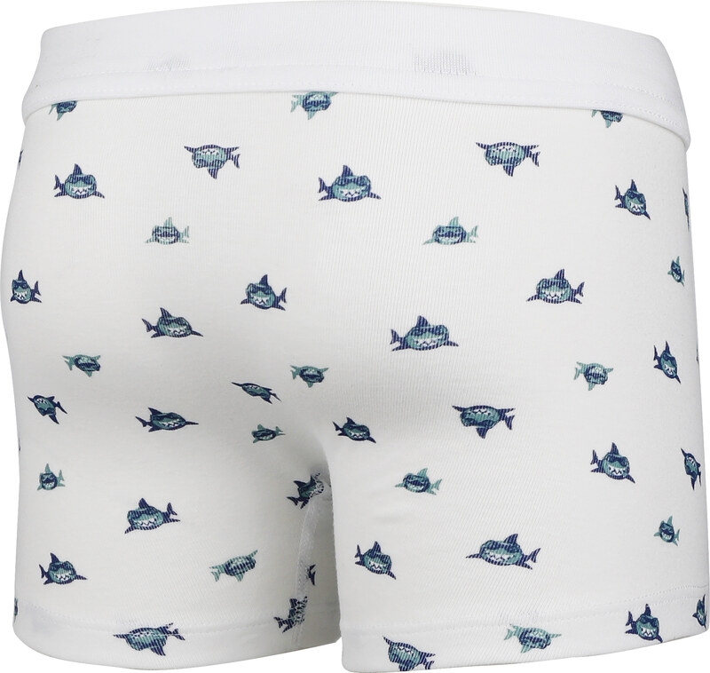 Chlapčenské boxerky s nohavičkou | Pleas | 183762-192 | Biela, potlač žralok