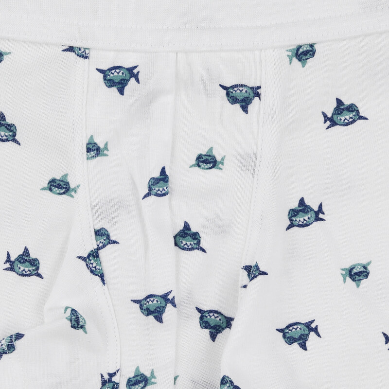 Chlapčenské boxerky s nohavičkou | Pleas | 183762-192 | Biela, potlač žralok