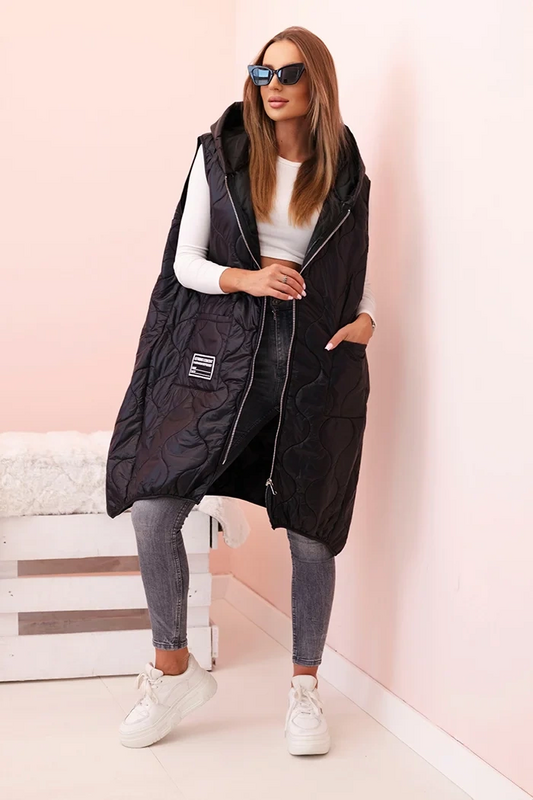 Kesi Dámske Plus veľkosť prešívaná vesta s kapucňou na zips Janina