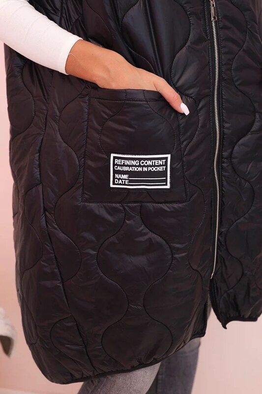 Kesi Dámske Plus veľkosť prešívaná vesta s kapucňou na zips Janina