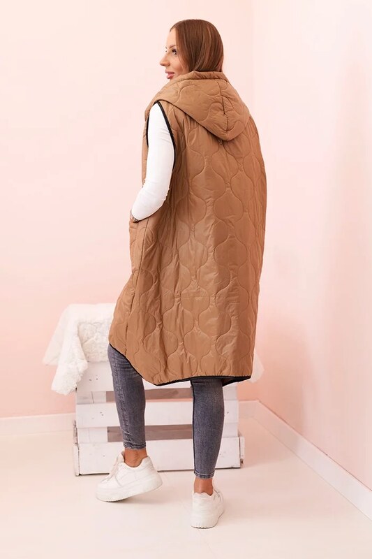 Kesi Dámske Plus veľkosť prešívaná vesta s kapucňou na zips Janina