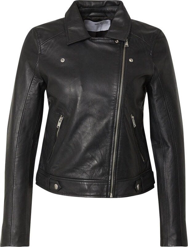 SELECTED Prechodná bunda 'Katie' čierna / strieborná