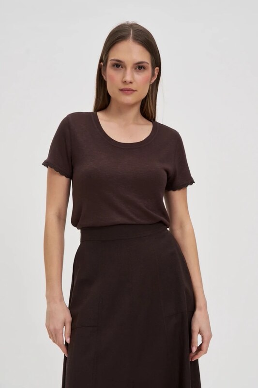 Marisse Brown Short-Sleeved Blouse