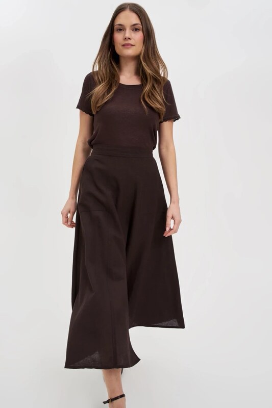 Marisse Brown Short-Sleeved Blouse