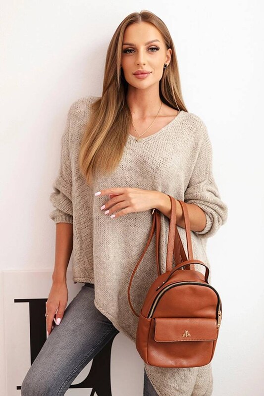 Fashionweek Dámsky asymetrický sveter z vlny Plus Size s výstrihom do V K1925