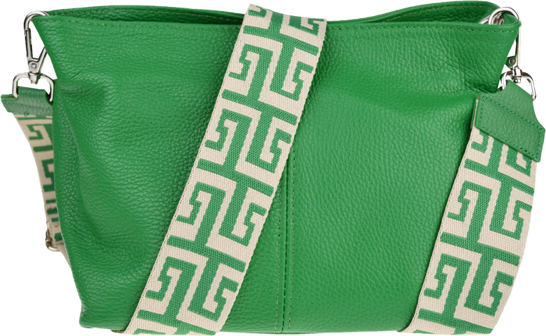 Zelená kožená talianska crossbody kabelka Batilda Verde s prídavným pruhom IX NovaKabelka.sk
