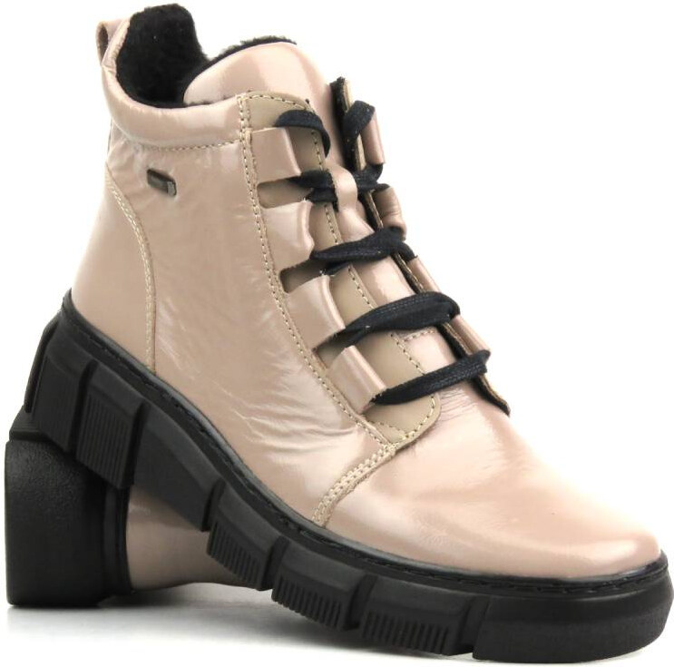 Kožené dámské kotníkové boty polské značky - HELIOS KOMFORT 523, béžová