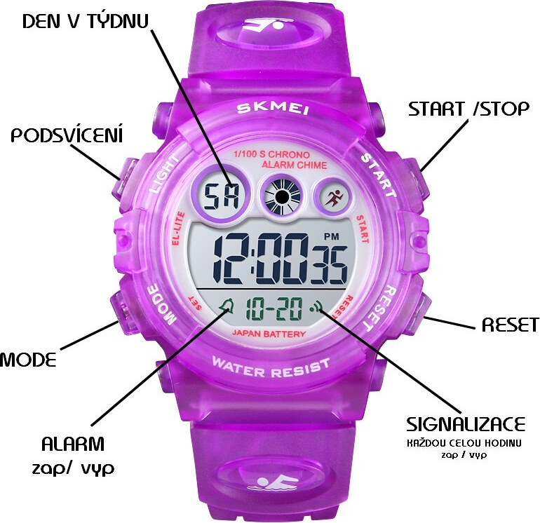 SKMEI 1451 Detské športové hodinky Little lady Fialové