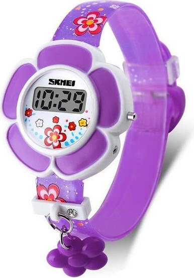 SKMEI 1144 digitálne dievčenské hodinky Flowers Fialové
