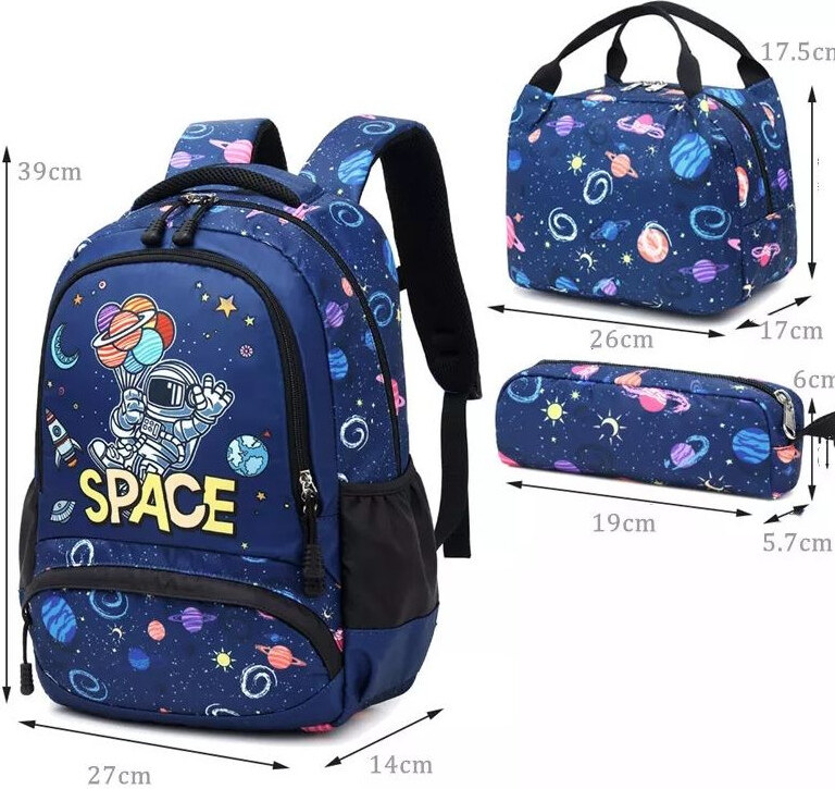 Meisohua Meiso chlapčenský školský batoh set 3v1 Kozmo Space 16L