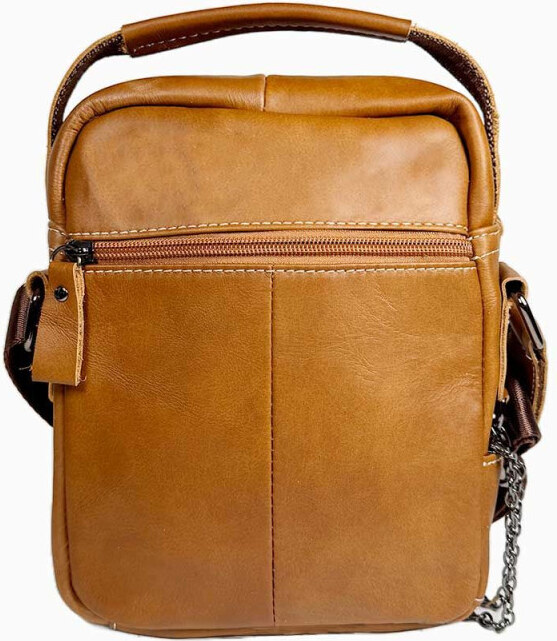 Bullcaptain pánska kožená taška s retiazkou Miltiade Khaki