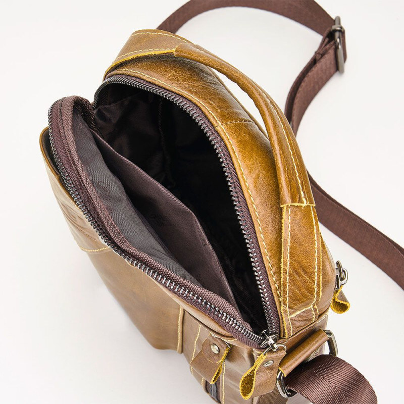 Bullcaptain pánska kožená taška s retiazkou Miltiade Khaki