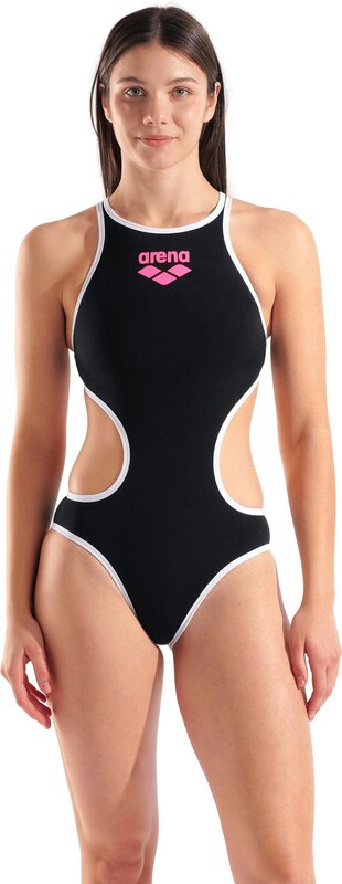 ARENA Jednodielne plavky 'ONE BIGLOGO' ružová / čierna / biela