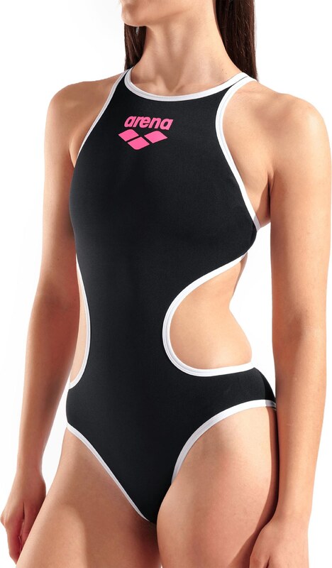 ARENA Jednodielne plavky 'ONE BIGLOGO' ružová / čierna / biela