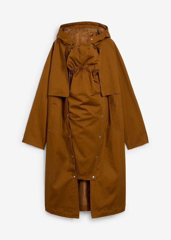 bonprix Materský kabát 6v1, odpudzujúci vodu, na nosenie detí, vyberateľná vesta, farba hnedá