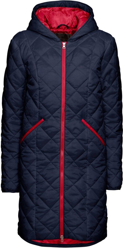 bonprix Prešívaný kabát s kapucňou, dvojfarebný, farba modrá