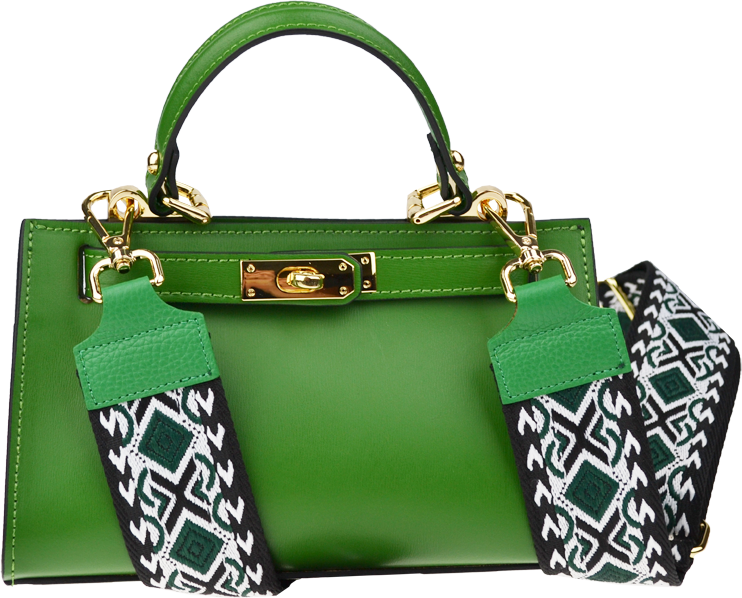 Zelená kožená talianska kabelka Anita Verde s prídavným pruhom III NovaKabelka.sk