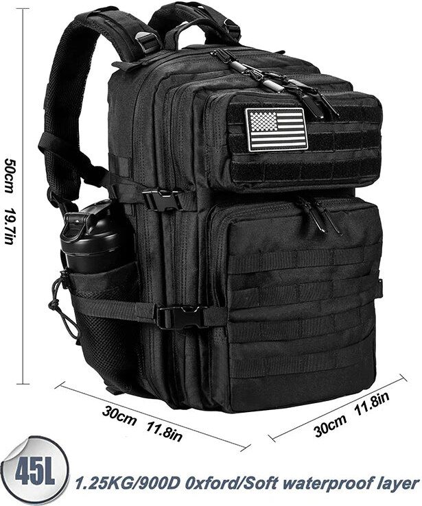 TOP FASHION Taktický batoh 25–45L – outdoorový ruksak s držákem lahve