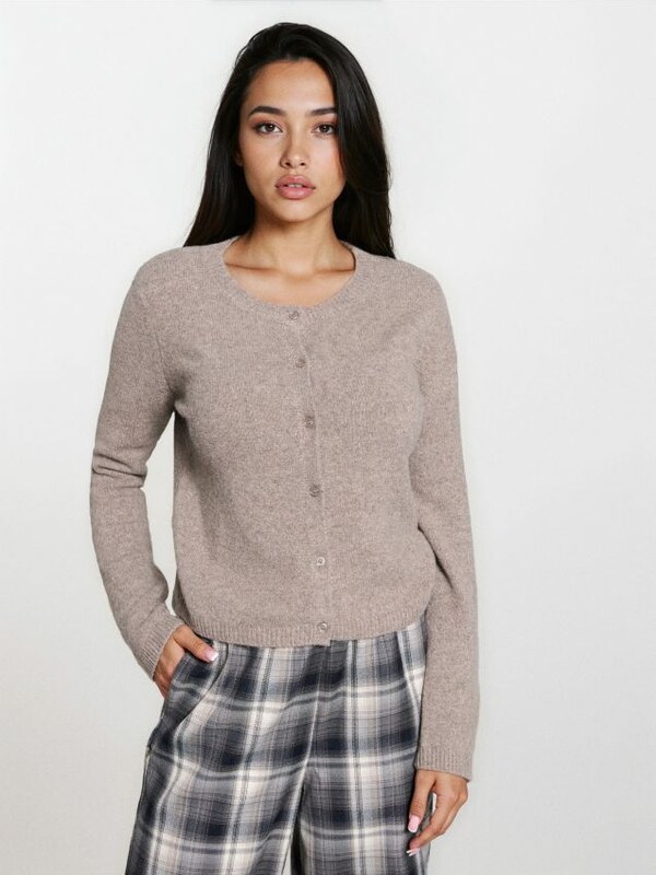 Sinsay - Hladký kardigán - kávová