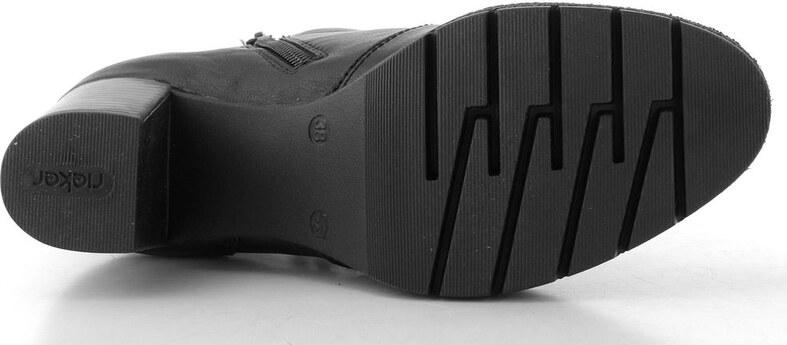 Rieker elegantná členková obuv na podpätku čierna 77667-00