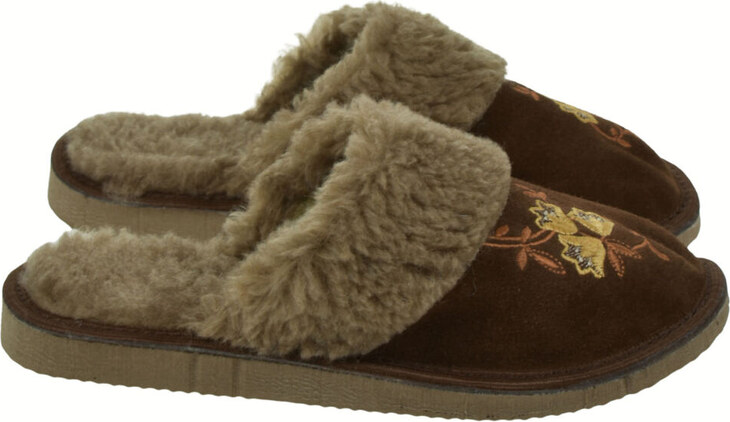 JOHN-C Dámske kožené semišové papuče s výšivkou ELESSE