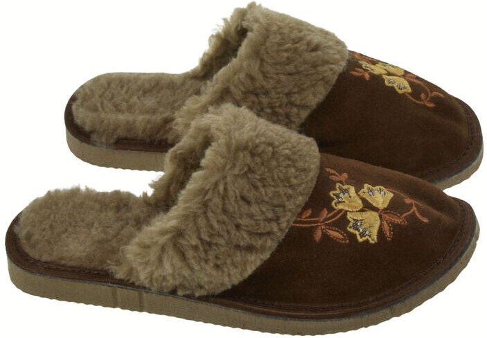 JOHN-C Dámske kožené semišové papuče s výšivkou ELESSE