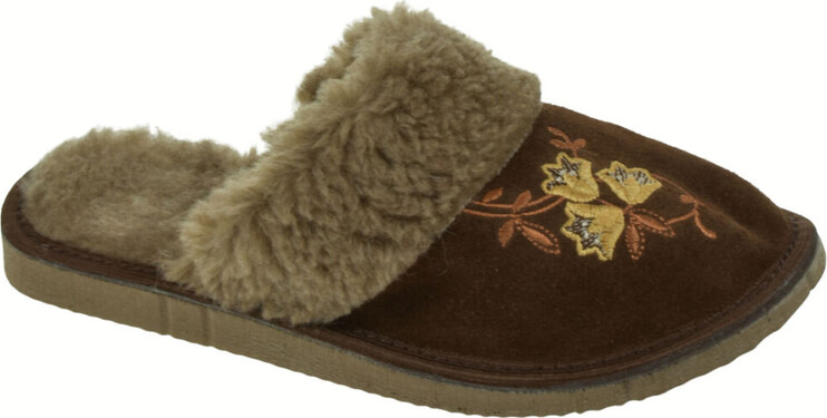 JOHN-C Dámske kožené semišové papuče s výšivkou ELESSE