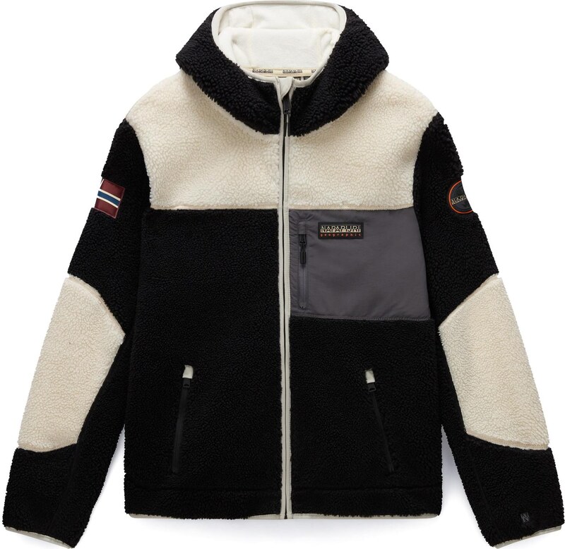 NAPAPIJRI Flisová bunda 'Yupik 3' svetlobéžová / sivá / tmavočervená / čierna