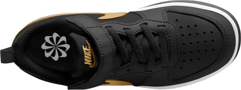 Nike Court Borough Low Recraft Little Kids Shoes BLACK/METALLIC GOLD-BLACK-WHIT 008