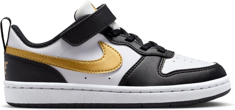 Nike Court Borough Low Recraft Little Kids Shoes BLACK/METALLIC GOLD-BLACK-WHIT 008