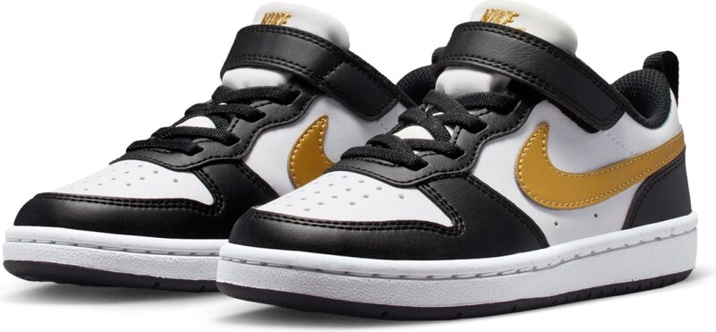 Nike Court Borough Low Recraft Little Kids Shoes BLACK/METALLIC GOLD-BLACK-WHIT 008