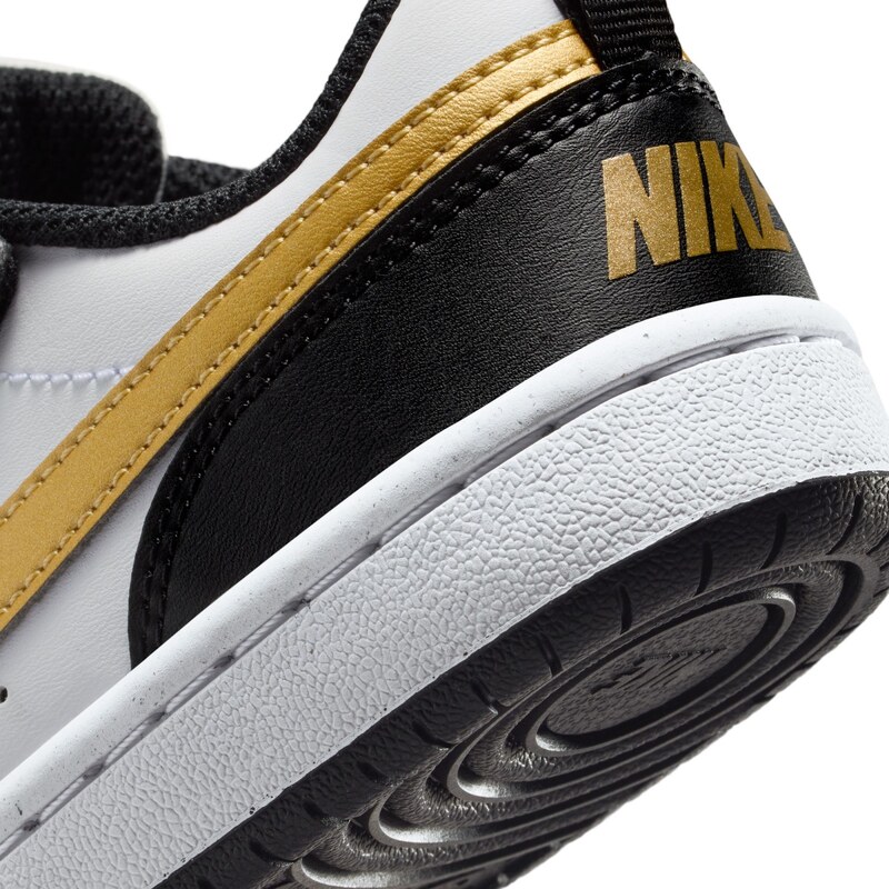 Nike Court Borough Low Recraft Little Kids Shoes BLACK/METALLIC GOLD-BLACK-WHIT 008
