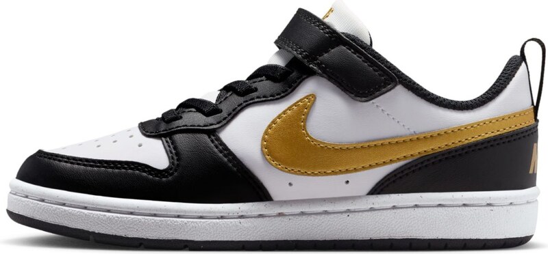 Nike Court Borough Low Recraft Little Kids Shoes BLACK/METALLIC GOLD-BLACK-WHIT 008