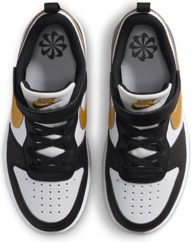 Nike Court Borough Low Recraft Little Kids Shoes BLACK/METALLIC GOLD-BLACK-WHIT 008