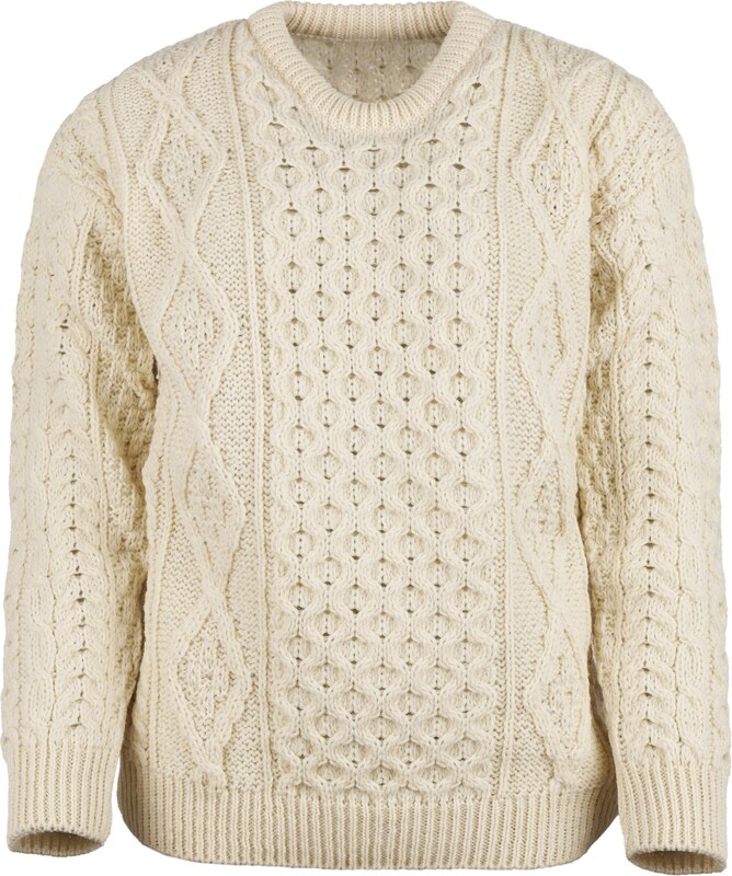 Vlnka Dámsky vlnený sveter s okrúhlym výstrihom prírodná veľkosti oblečenia S