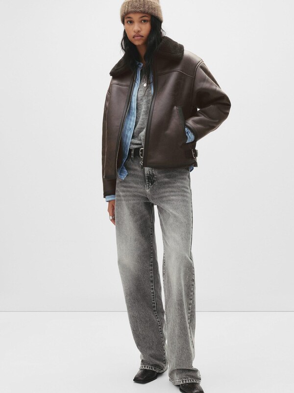 Pull&Bear Prechodná bunda tmavohnedá