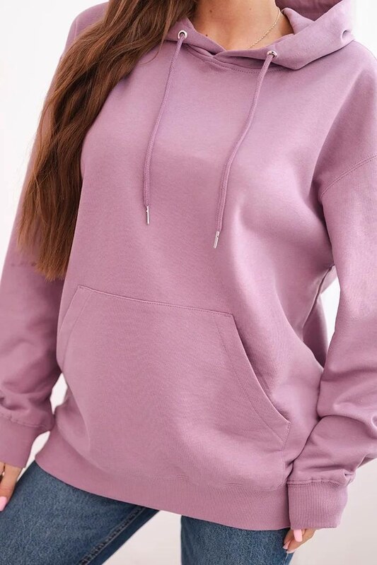 MladaModa Bavlnená mikina s kapucňou a klokankou HIT01 staroružová