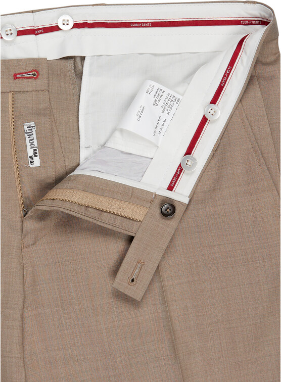 Pánske béžové vlnené oblekové nohavice CLUB OF GENTS slim fit