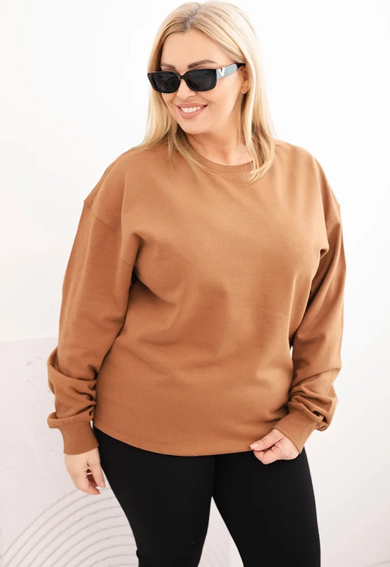 Kesi Dámska mikina s kruhovým dizajnom Plus Size bavlnená basic s okrúhlym výstrihom