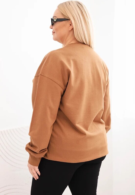 Kesi Dámska mikina s kruhovým dizajnom Plus Size bavlnená basic s okrúhlym výstrihom