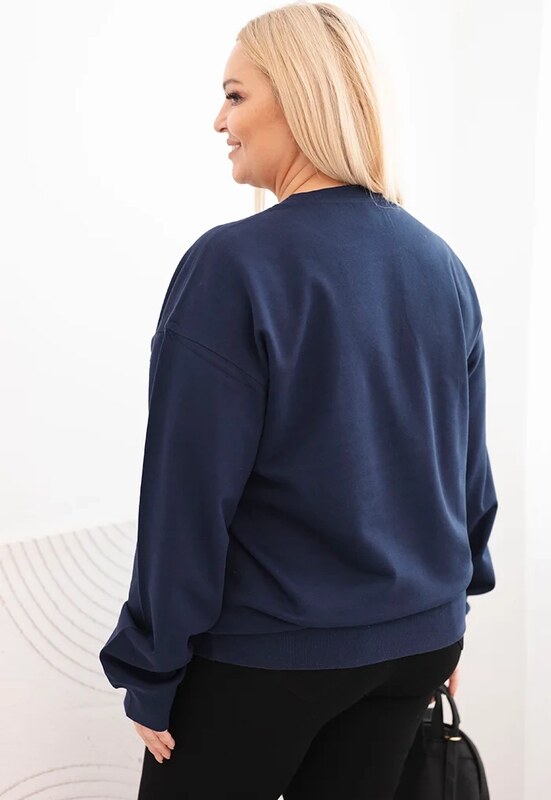 Kesi Dámska mikina s kruhovým dizajnom Plus Size bavlnená basic s okrúhlym výstrihom