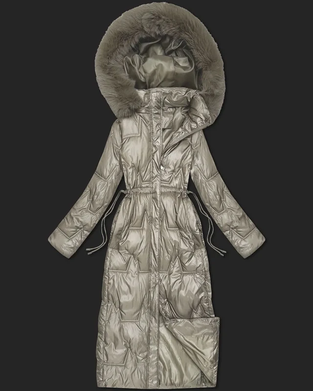 jejmoda.sk Dámska dlhá zimná prešívaná bunda MODA2221 béžová