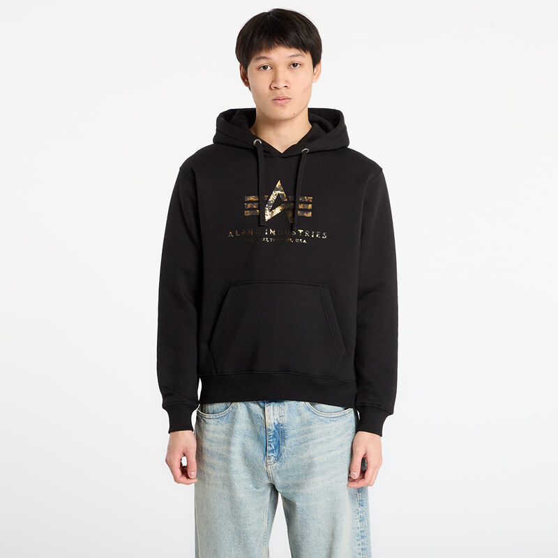 Mikina Alpha Industries Basic Hoodie BL Effect Print Black M