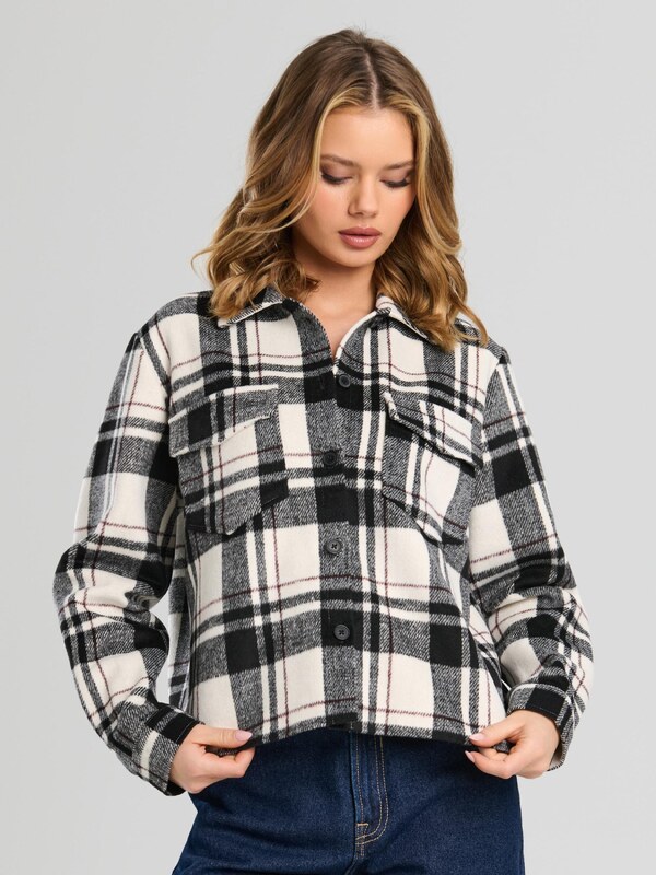 Sinsay - Károvaná bunda typu shacket - čierna