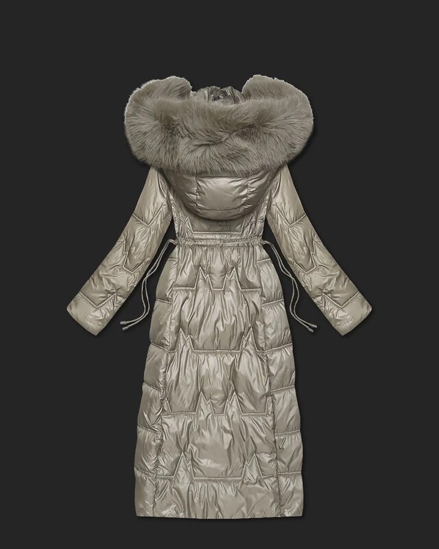 jejmoda.sk Dámska dlhá zimná prešívaná bunda MODA2221 béžová