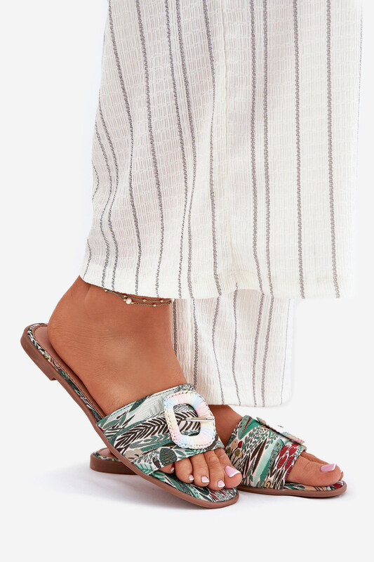 Boto Płaskie Klapki Damskie Z Ozdobną Klamrą Multikolor Clariola