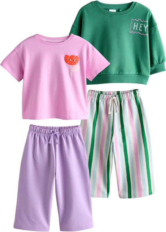 Next Set zelená / levanduľová / ružová / šedobiela