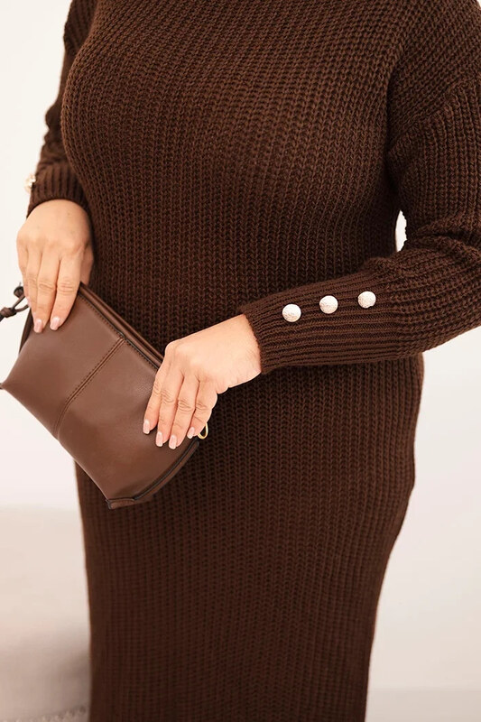 K-Fashion Dámske Plus veľkosť sveter sukne s mohérom Chocolate