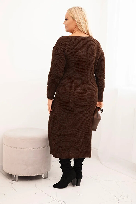 K-Fashion Dámske Plus veľkosť sveter sukne s mohérom Chocolate