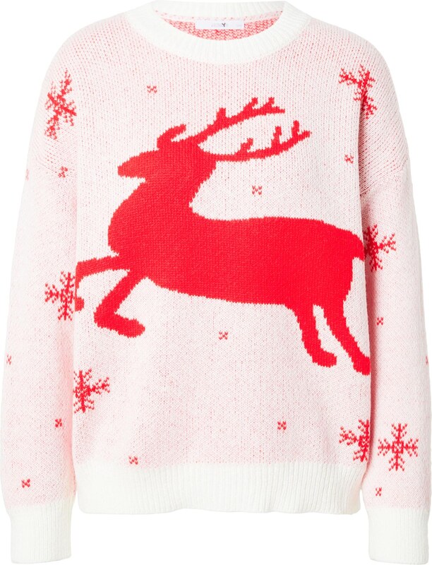 Hailys Sveter svetloružová / červená / biela